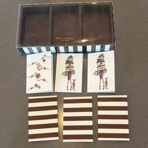Henri Bendel Brown and White Striped Notecard Set